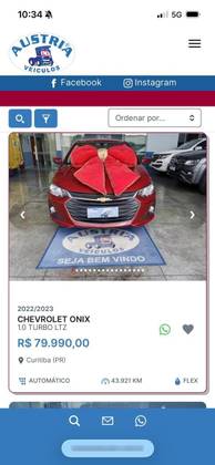 CHEVROLET ONIX 1.0 TURBO FLEX PLUS LTZ AUTOMÁTICO